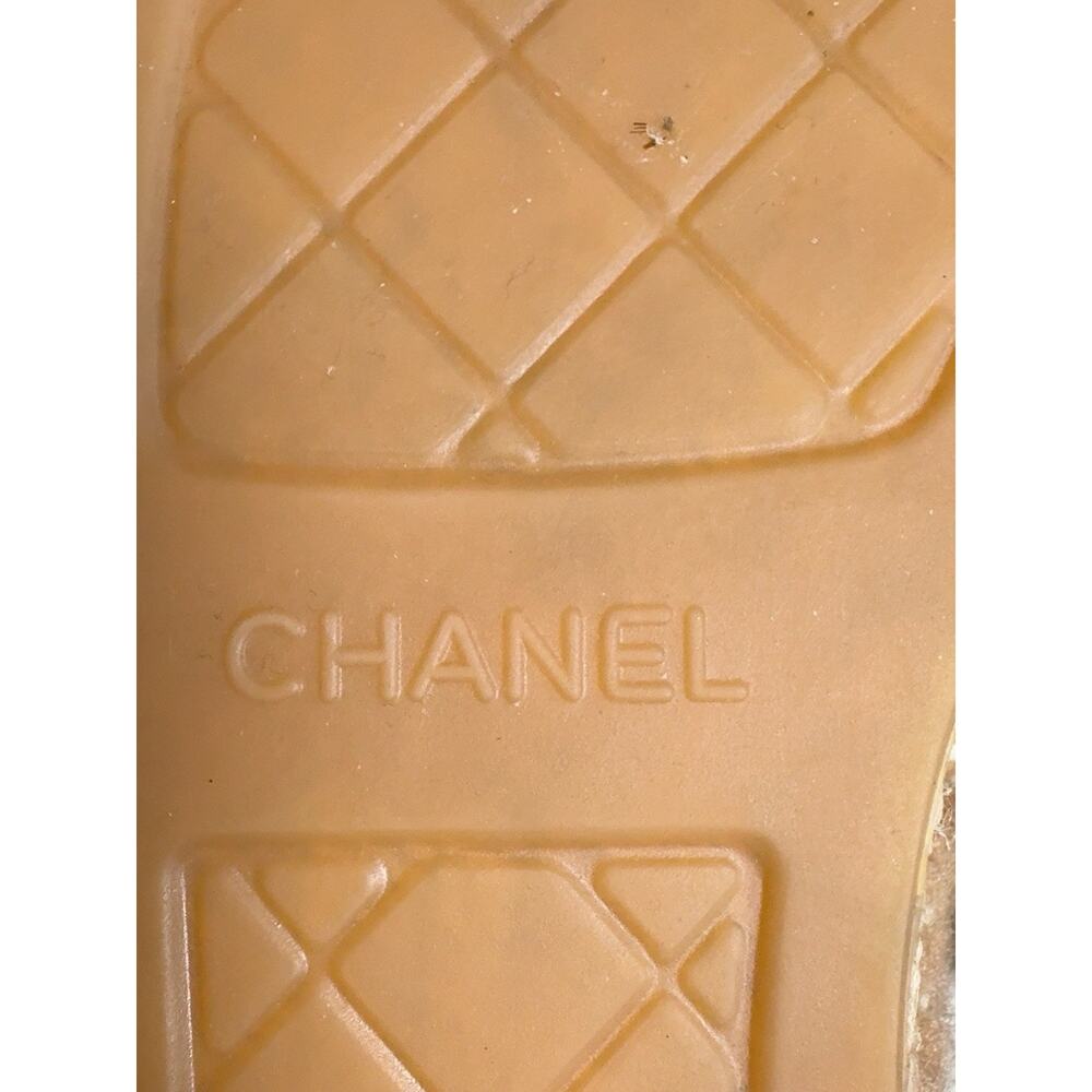 CHANEL Beige/Black Felt CC Logo leather Cap Toe Espadrille Flats Slip On US 8 - Picture 11 of 11
